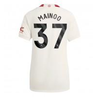 Camisa de Futebol Manchester United Kobbie Mainoo #37 Equipamento Alternativo Mulheres 2023-24 Manga Curta